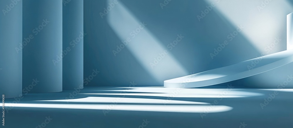 Poster 3d rendering of a minimalistic abstract light blue background suitable for product presentation feat