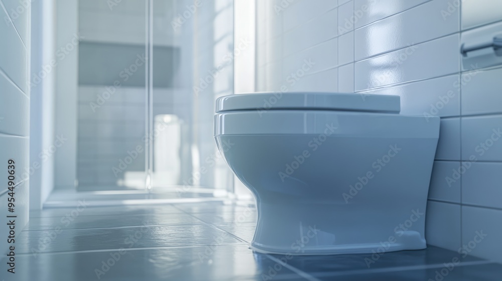 Poster 3d rendering of a toilet with a lavatory flush system
