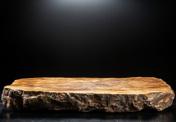 Fototapeta premium Rustic wooden platform on dark background