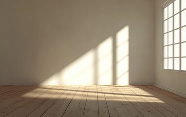 3D rendering of an empty room showcasing a blank stand interior design