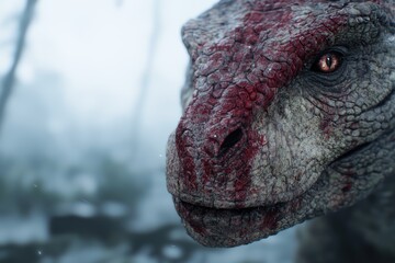 close up of a fierce dinosaur face