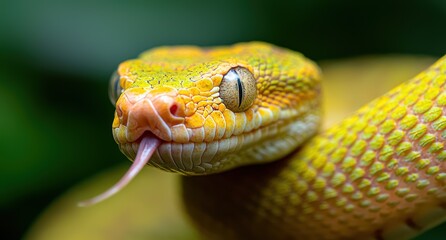Fototapeta premium Close-up of a vibrant yellow snake