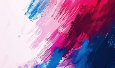 Abstract paintbrush strokes in shades of blue, pink, and red on a white background. Vibrant artistic design for creative projects.