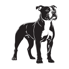 Obraz premium Pit bull Dog Standing silhouette - standing dog side view Vector illustration in black and white