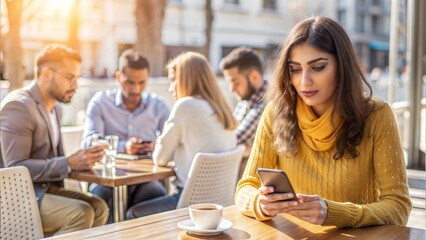 Fototapeta premium middle eastern woman siting in a restaurant