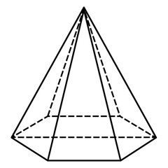 Hexagonal Pyramid Geometric shape icon. Vector illustration of hexagon pyramid 3D geometric shapes...