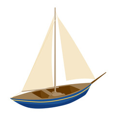 Sailboat retro ship, fishery, travel vessel