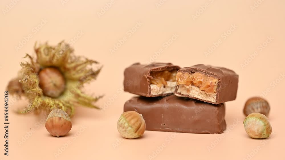 Wall mural chocolate bar with nuts