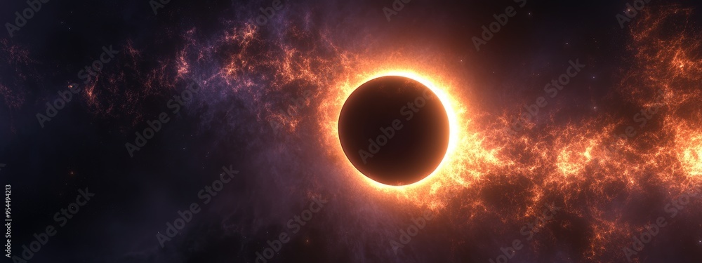 Poster cartoon style 3d rendering of a solar eclipse