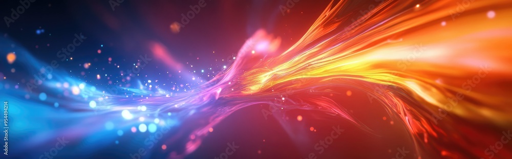 Fototapete Glowing multicolored plasma field in a 3D cartoon rendering computer generated abstract background