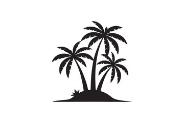 Minimalist Palm Tree Silhouette Vector Design - Tropical Beach Island Art