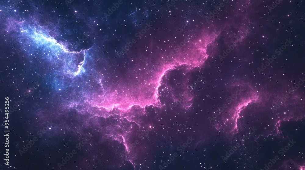 Aufkleber infinite beautiful cosmos background with nebula and stars in 3d cartoon rendering