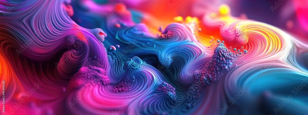 Poster colorful abstract background in 3d cartoon rendering modern graphic art fractal artwork creative wav