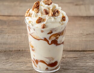 Delicious pecan caramel milkshake dessert