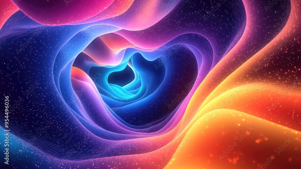 Poster Abstract background of space portals in a 3D cartoon rendering