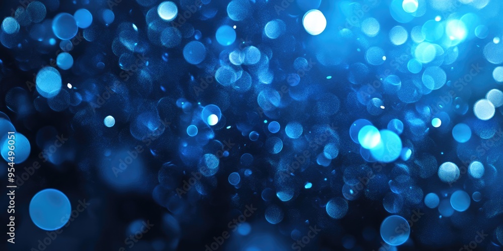 Poster Abstract blue bokeh background in 3D cartoon rendering