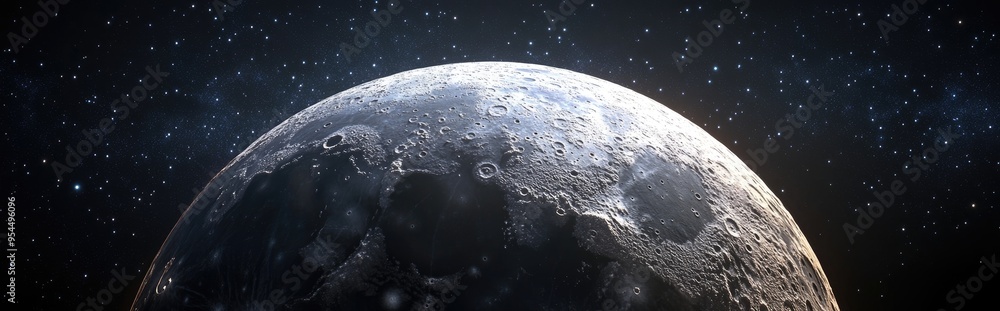 Aufkleber realistic 3d rendered model of the moon showcasing its highly detailed surface as earth s natural sa