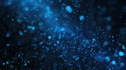 Fototapeta premium Blue bokeh light effects on a dark background. Abstract glittering backdrop for design and print.