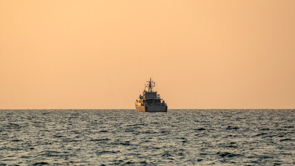 warship on the high seas