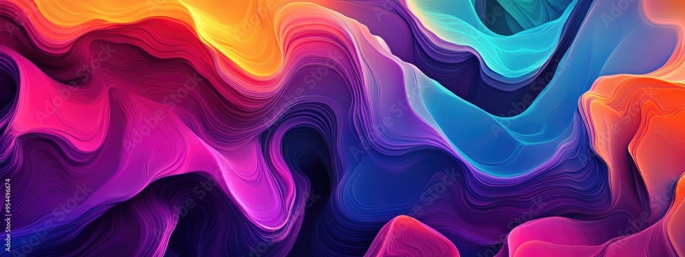 Poster colorful abstract background in 3d cartoon rendering modern graphic art fractal artwork creative wav