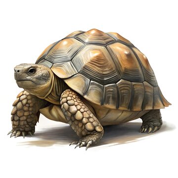 brown tortoise walking on white background clip art preview