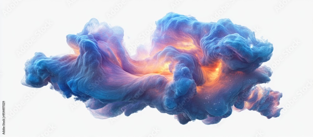 Poster Harmonious nebula cloud patterns in a swirling abstract shape rendered in 3D cartoon style isolated on a transparent background