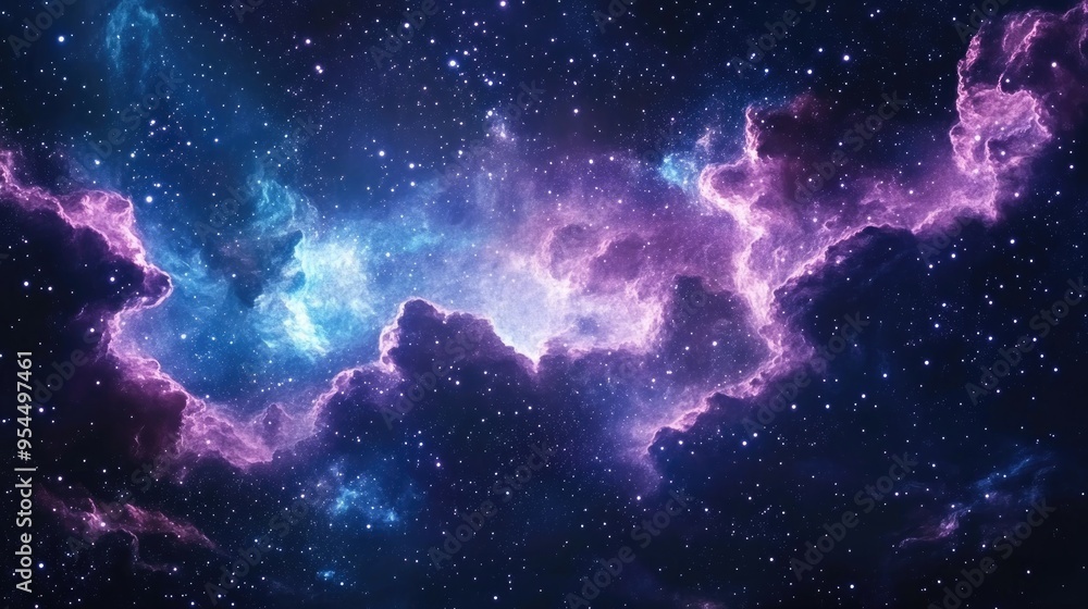 Aufkleber night sky with stars as background in a 3d cartoon rendering universe watercolor