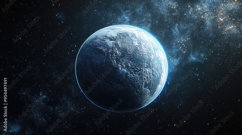 Poster 3d illustration of a planet featuring a cartoon rendering