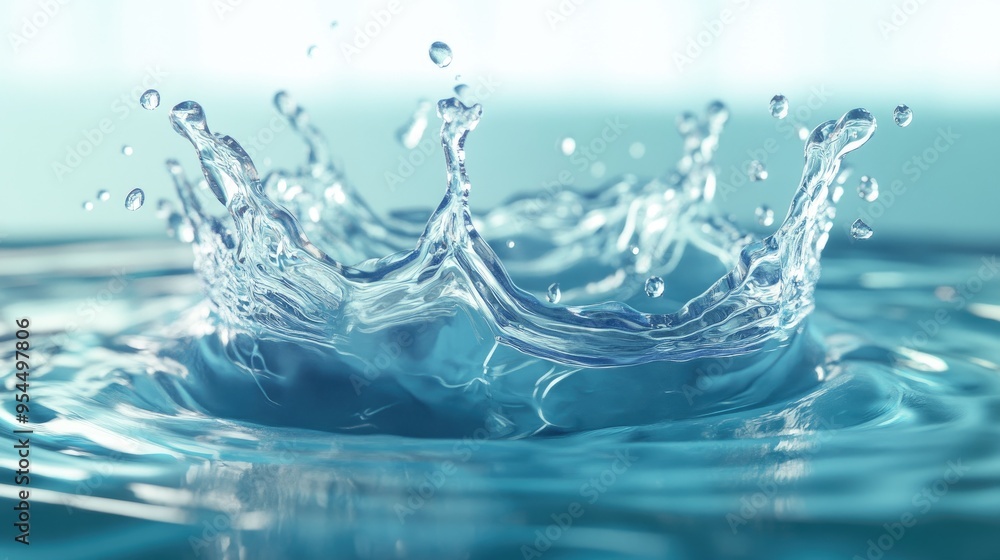 Poster fluid splash 3d illustration and rendering