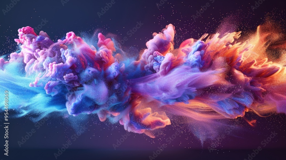 Aufkleber a vibrant explosion of colored smoke swirling dynamically in a dark background, creating an abstract