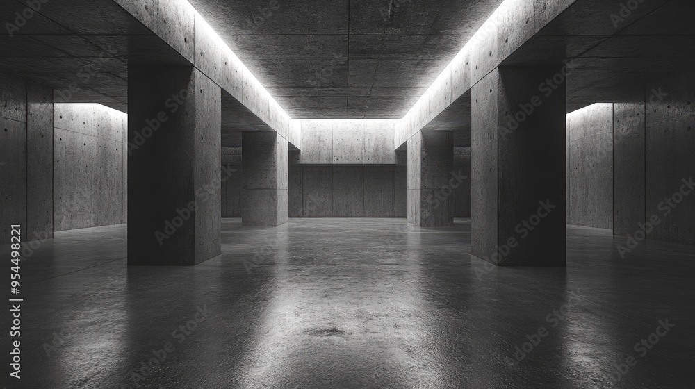 Poster empty dark abstract concrete room with a smooth interior architectural background featuring illumina