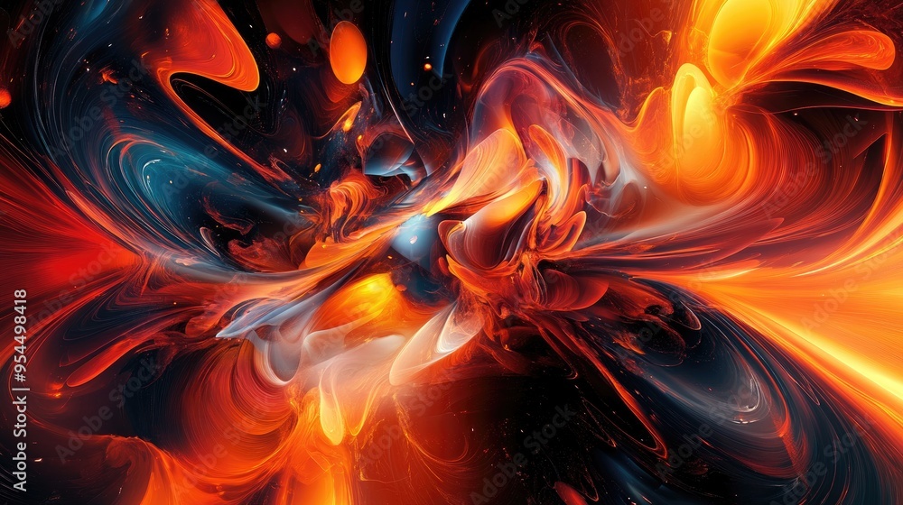 Aufkleber vibrant abstract backdrop with fiery elements created through 3d digital generation