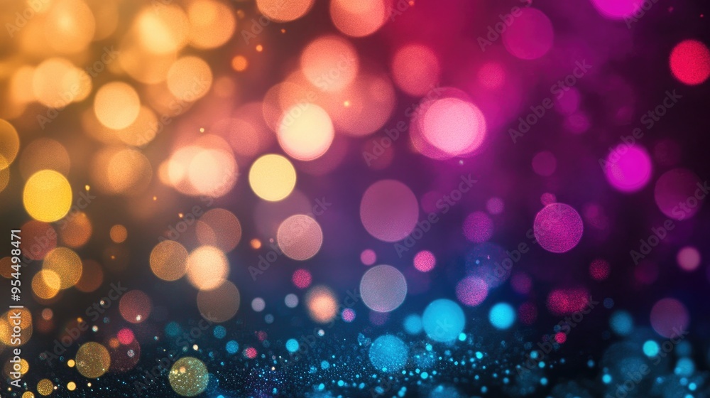 Poster multicolored abstract background featuring bokeh lights
