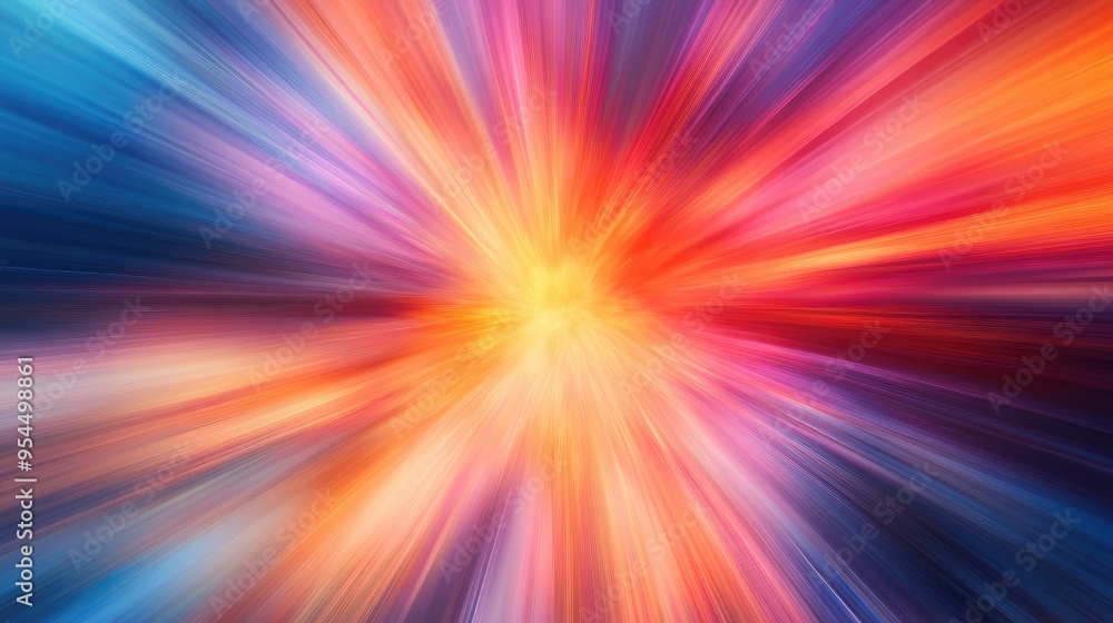 Poster zoomed blurred gradient lines create a central design effect
