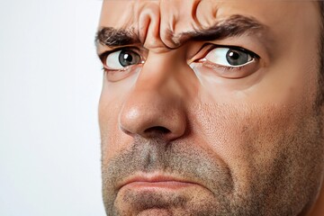 Fototapeta premium A close-up portrait of a man with an intense expression, showcasing emotions of frustration and concern.