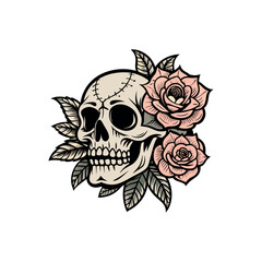 skull and flower
