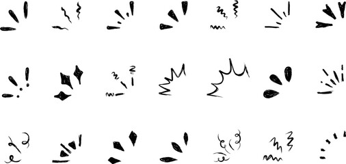 Set of suprise doodle emotions isolated on white background