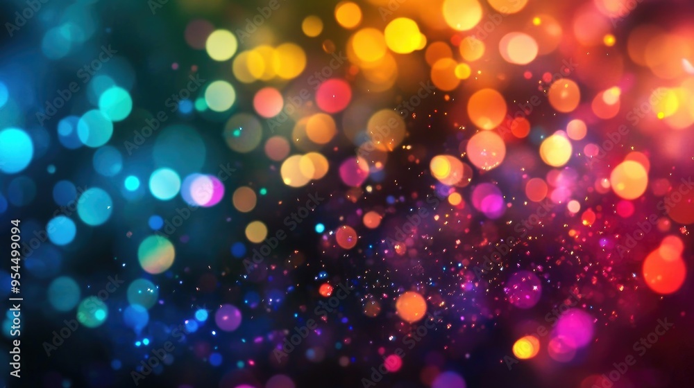 Poster Vibrant bokeh background with an array of colors