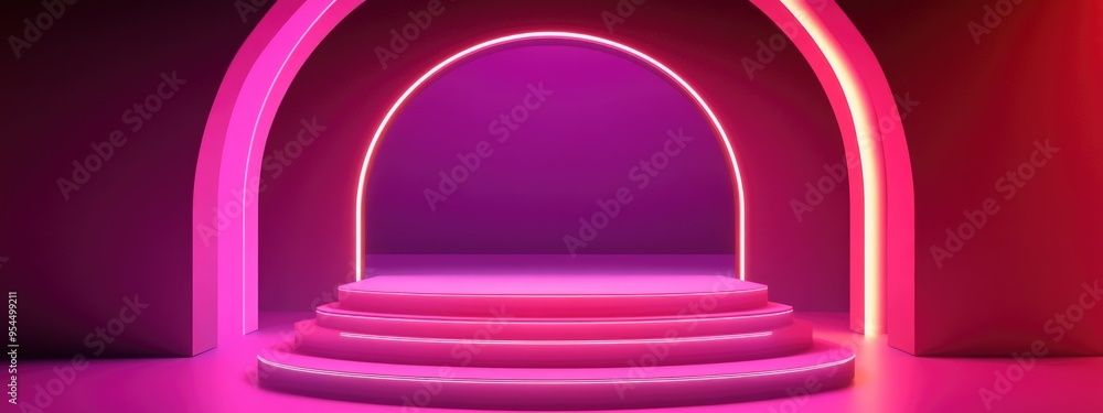 Poster pink 3d podium background featuring an abstract minimalistic scene