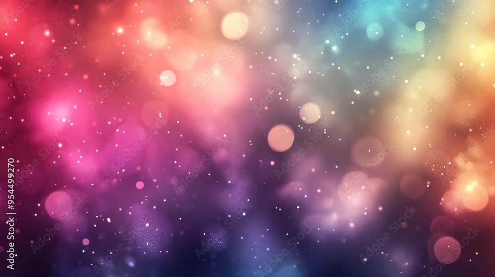 Poster multicolored abstract background with bokeh lights digitally illustrated