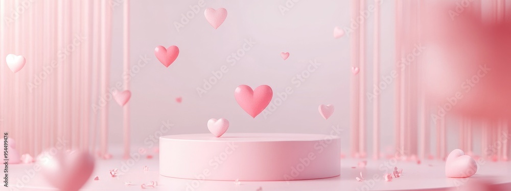 Aufkleber valentine s day inspired minimalistic love scene featuring a display podium for product showcasing s