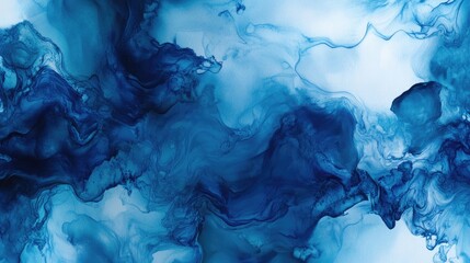 Elegant Blue Ink Pattern Sophisticated Handmade Design Modern Cold Wallpaper Ethereal Liquid Watercolor Indigo Ocean Inspired Background