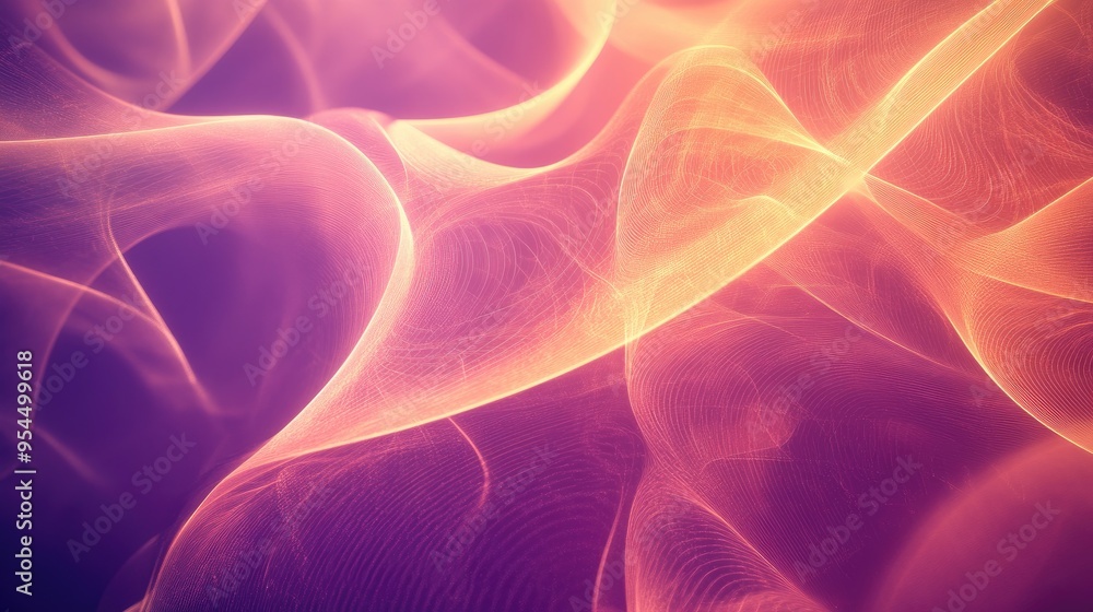 Poster glowing wavy lines create an abstract fractal design forming a captivating and fantastical backgroun