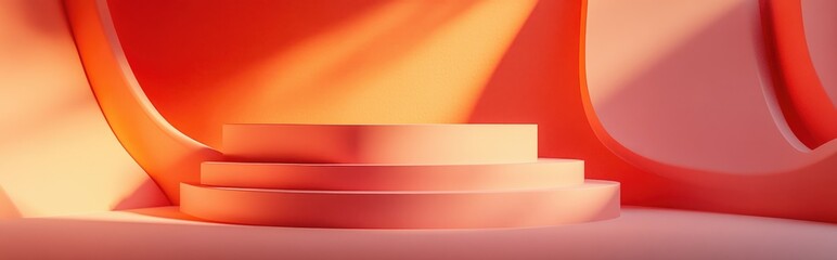 Obraz premium Abstract background featuring a 3D podium and wall scene with rendered elements 3D illustration