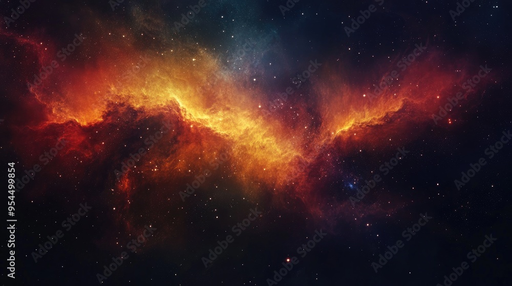 Poster nebula and gas clouds in a starry space background