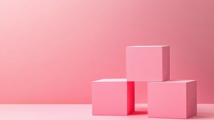 Empty square cube podium with a trendy abstract background color composition platforms for cosmetic product display 3D illustration pedestal for creative minimal presentation