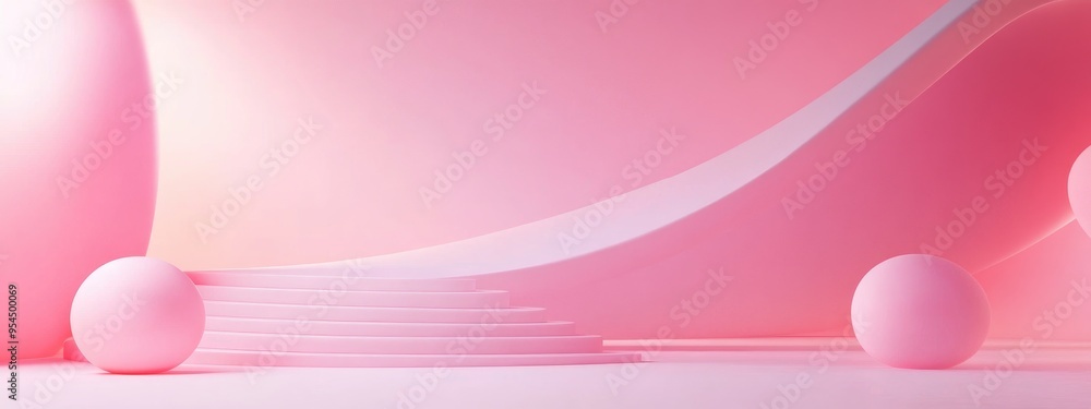 Poster abstract 3d space featuring a soft cotton candy color backdrop ideal for showcasing products minimal