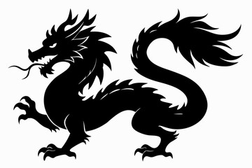 Dragon silhouette, chinese dragon vector silhouette, dragon icon
