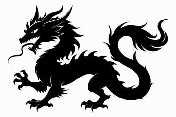 Dragon silhouette, chinese dragon vector silhouette, dragon icon
