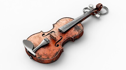 Obraz premium A 3D rendering of a vintage violin keychain, showcasing intricate details and textures.